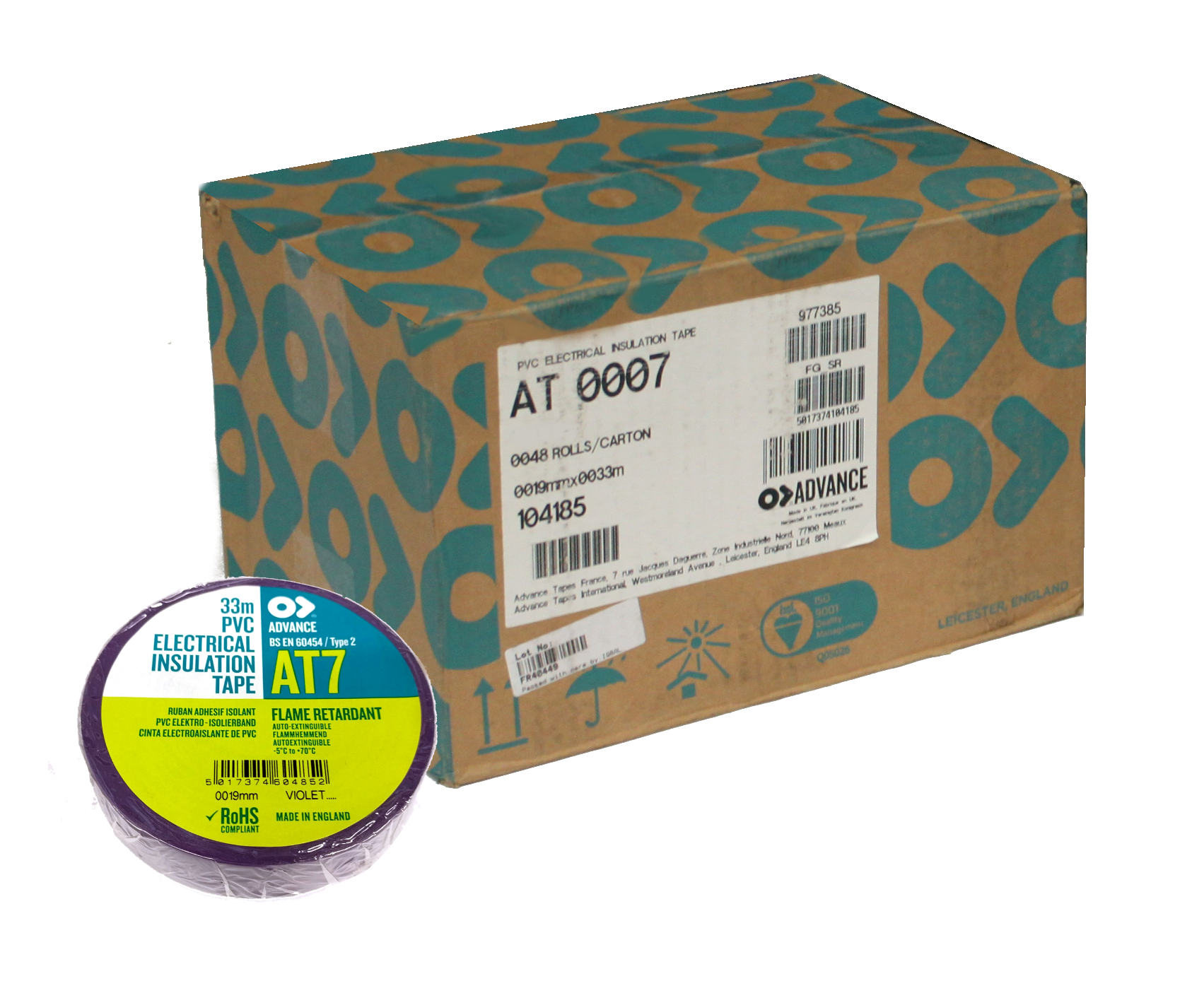 Advance 19mm PVC Tape - Purple - Box of 48