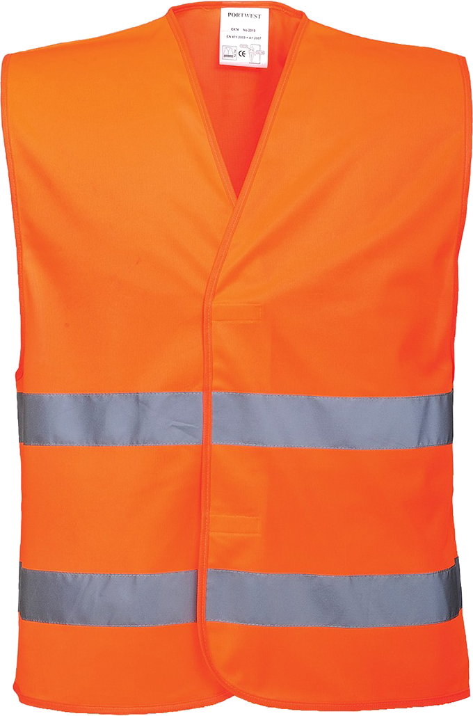 An image of Portwest C474 Hi-Vis Two Band Vest (Orange, S/M)