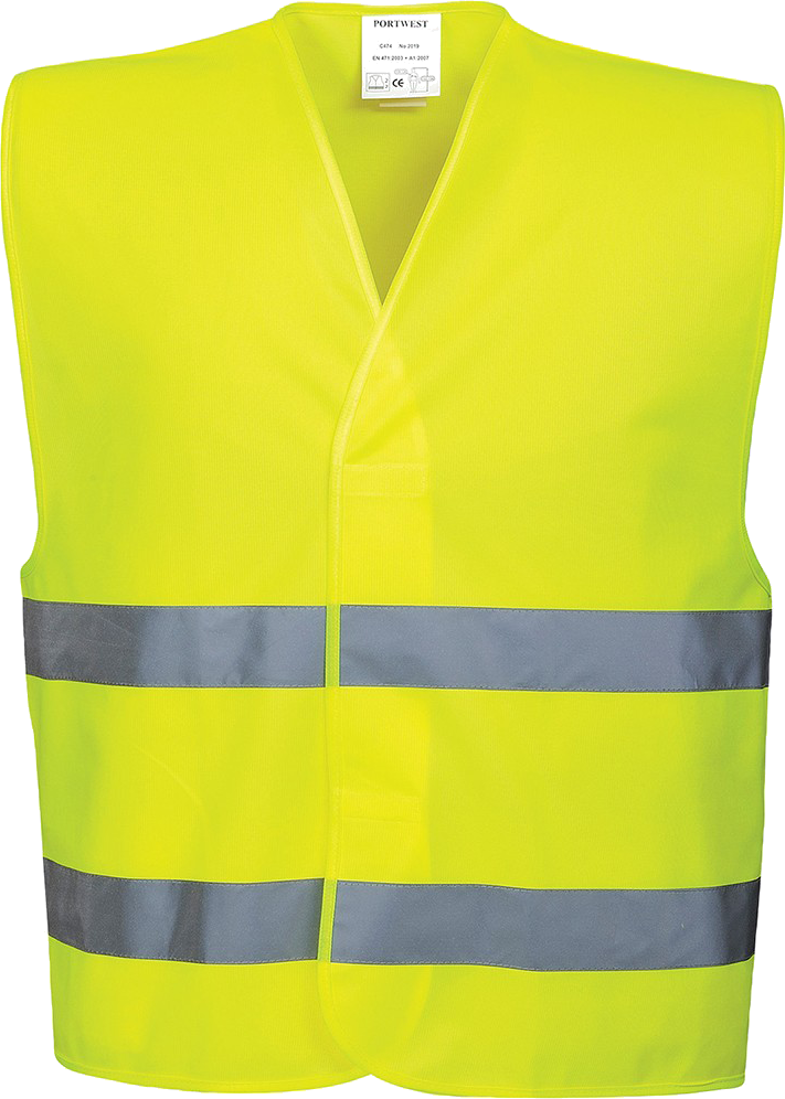 An image of Portwest C474 Hi-Vis Two Band Vest (Yellow, S/M)