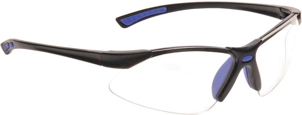 An image of Portwest PW37 Bold Pro Safety Glasses (Blue, One Size)