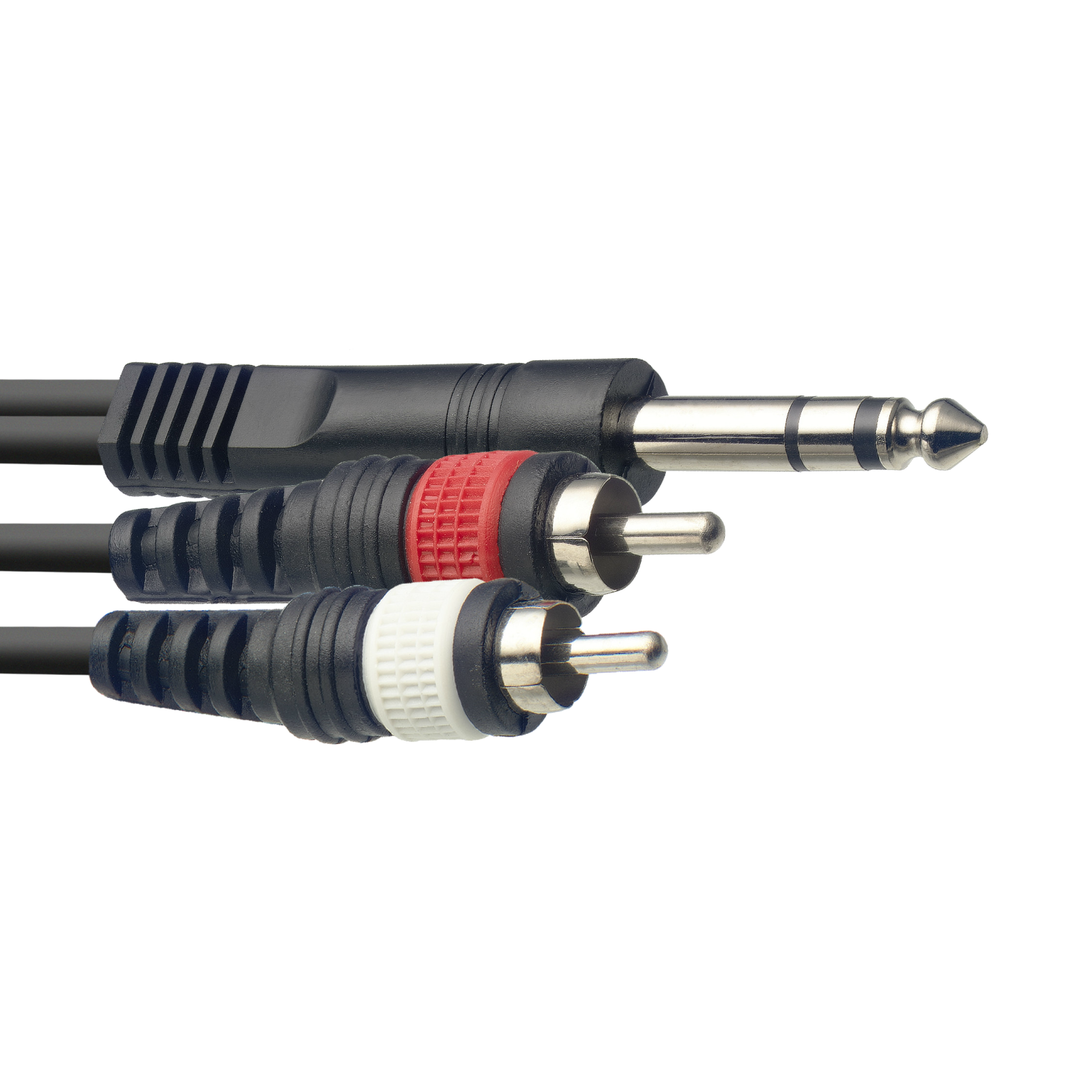 An image of Stagg High Quality Y Cable 2 x RCA Male to 1/4" Stereo Jack 1m