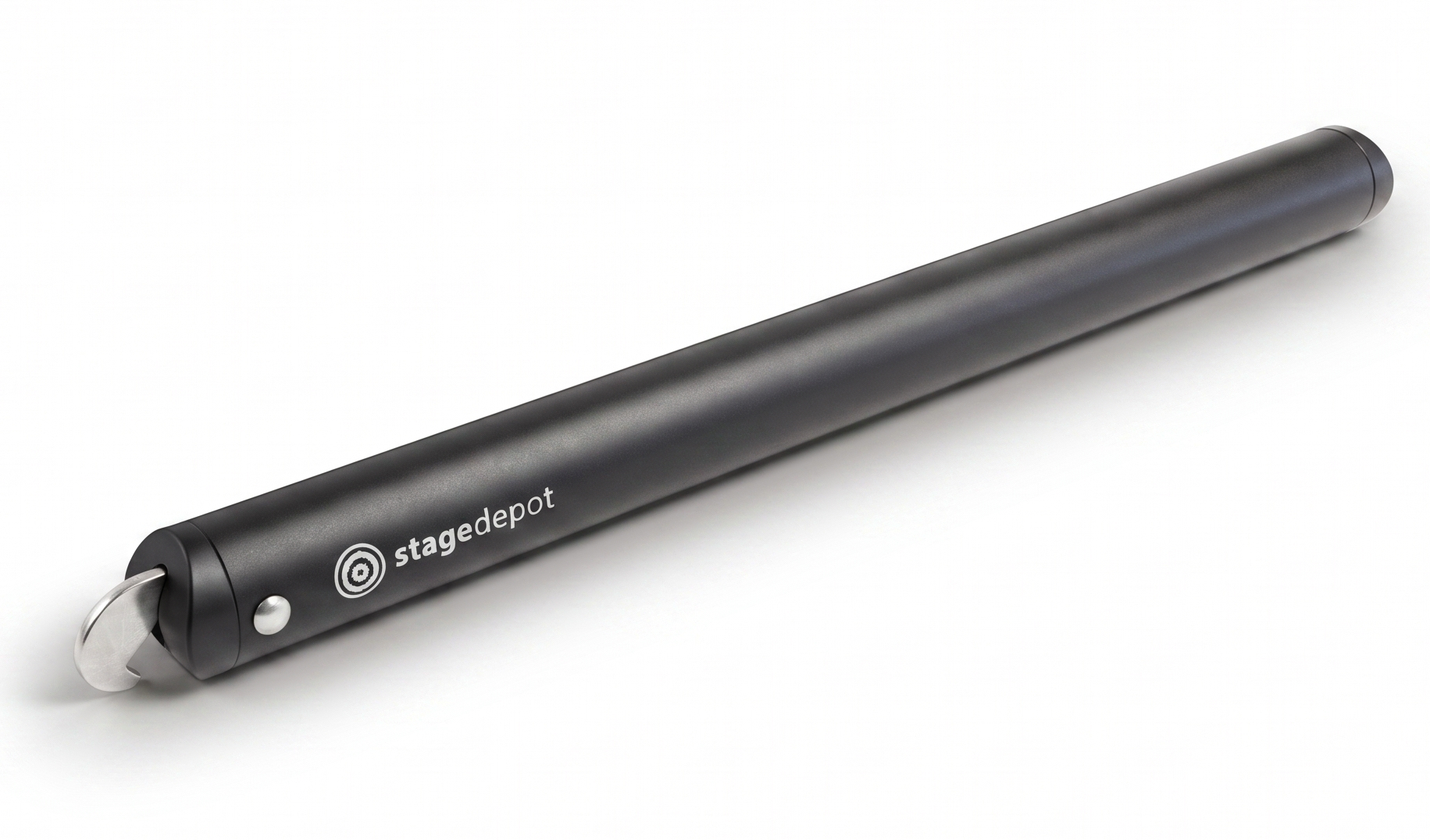 Our Stage Depot pipe and drape crossbar showing the full length and all black finish.