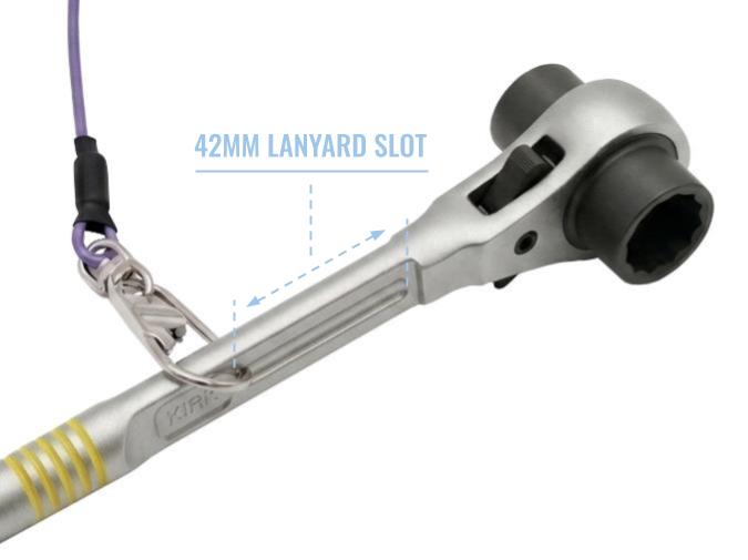 The large lanyard slot available along the handle