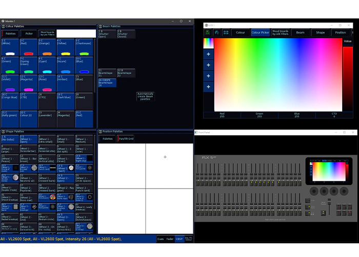 An example image of the ZerOS lighting software found within both the S24 & S48 lighting consoles.