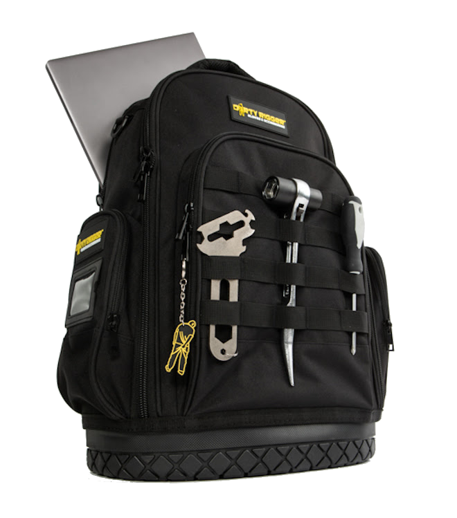 The front of the Dirty Rigger Technicians backpack.