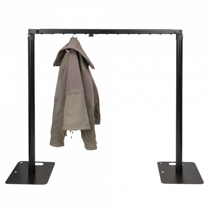 An of a jacket hanging from the cloakroom kit