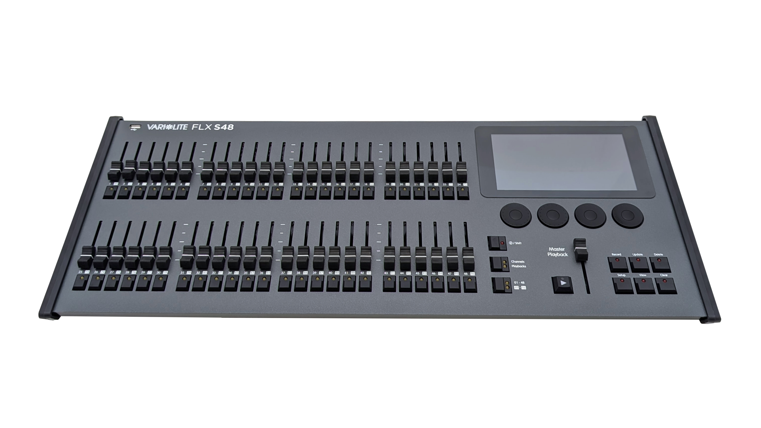 A front view of the Zero 88 FLX lighting desk
