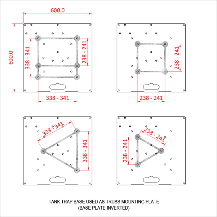 A technical image showing the positions that that truss can be connected to