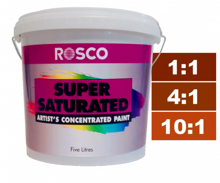 Rosco Supersaturated Paint Burnt Sienna 5L. Paint can be diluted to achieve different shades.