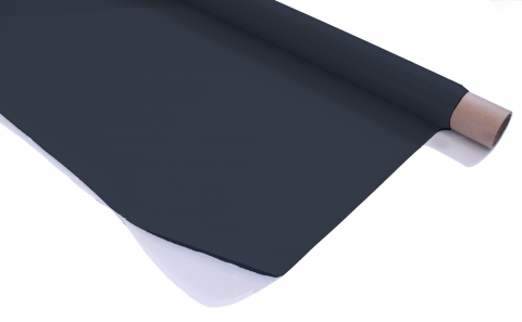 Stage Depot Black Rear Projection Screen partially unravelled from a roll