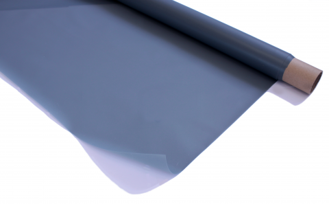 Stage Depot Grey Rear Projection Screen partially unravelled from a roll