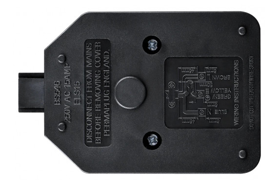 An image of the bottom of the plug showing the two screws to get into it