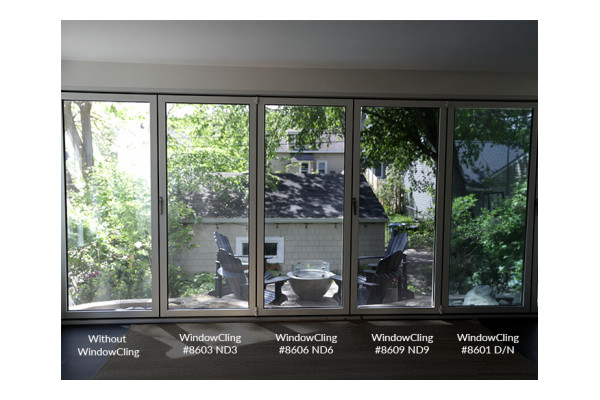 An image showing the effects of each of the Rosco WindowCling films