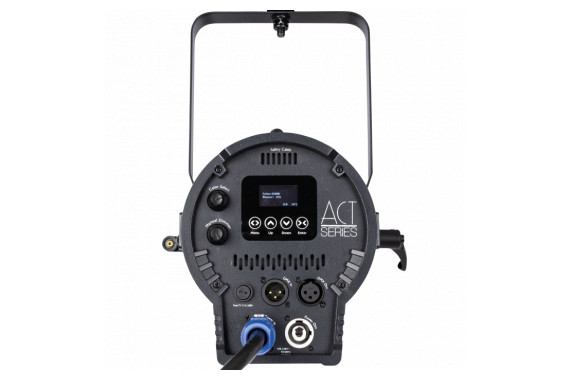 An Image of the back of the Showtec Theatrical Profile showing the manual controls with DMX & Power connections