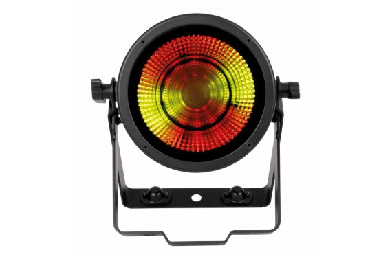 An Image of the front of the Titan Strobe projecting a red and yellow LED light