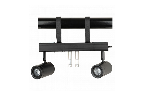 An Image of the pinspot bar attached to a scaffolding tube