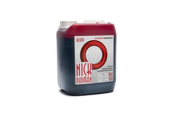 An Image of the front of the 5L bottle of Nick Dudman's fake blood