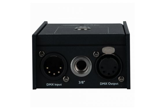 An image of the bottom of the AirDrive showing the 5pin DMX ports