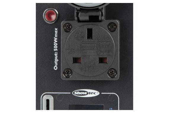 An Image showing the power output on the front of the DMX dimmer
