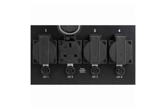 A closer image of the 4 sockets on the Ted Pack dimmer