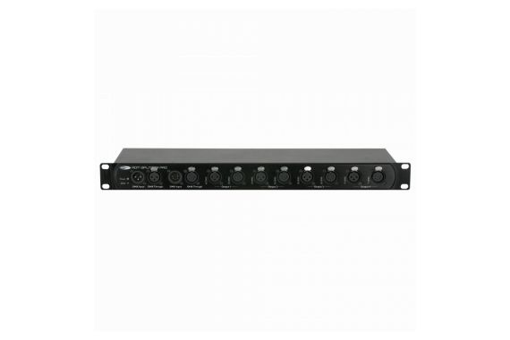 An Image of the DMX splitter showing the front facing 5 & 3 Pin XLR DMX ports