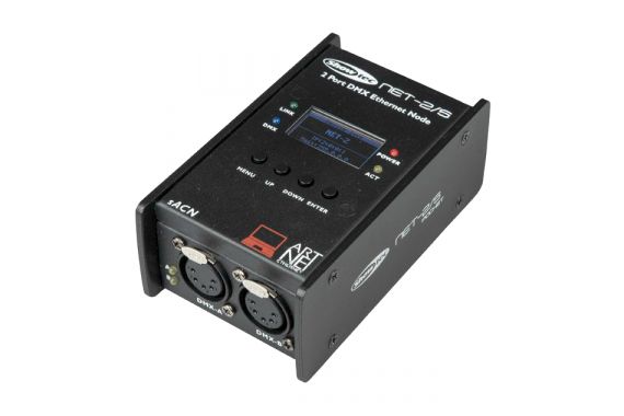 An Image of the top of the art-net node showing with the 3 pin XLR