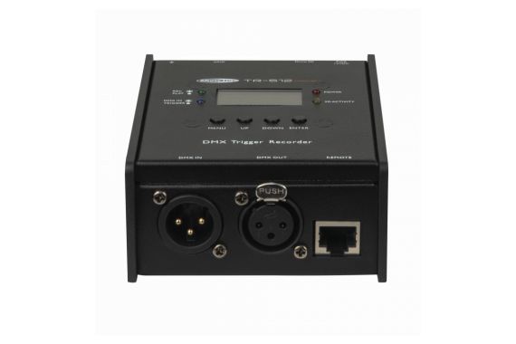 An Image of the bottom of the DMX recorder showing both the ethernet and DMX ports