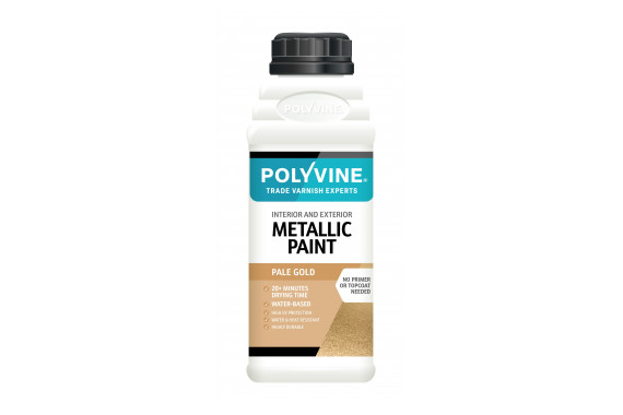 A bottle of the Polyvine Metallic Gold Paint