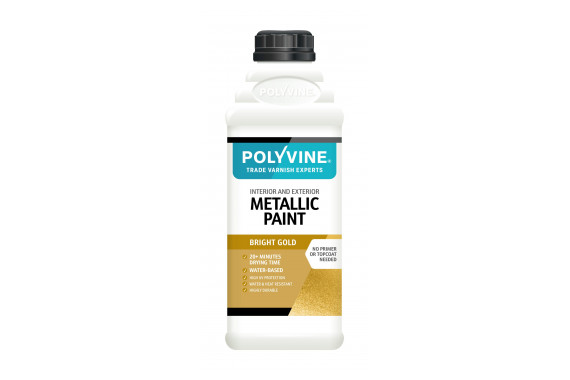 A bottle of the 1L Polyvine Bright Gold Metallic Paint