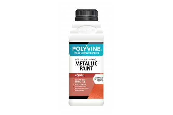 A bottle of the 500ml Polyvine Metallic Copper Paint