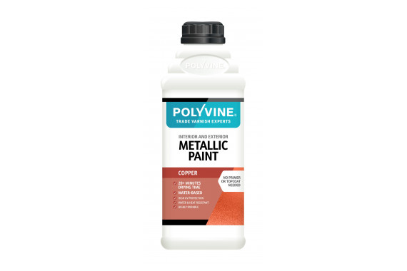 A bottle of the Polyvine Metallic Copper Paint 1L