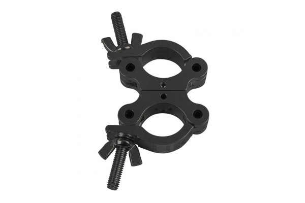 Front view of the Showgear 50mm Compact Swivel Coupler in black