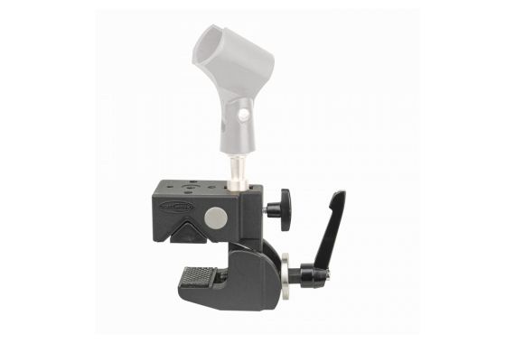 An Image of the Showgear Multigrip Clamp with one of the items that can be applied to the clamp