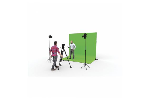 An Image of the Chromakey drape being used with the Wentex Pipe and drape