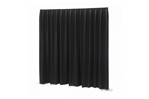 An image of the pipe and drape stage curtain