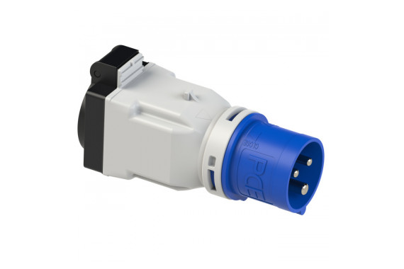 An image of the PCE adaptor 16amp plug to 13 amp socket