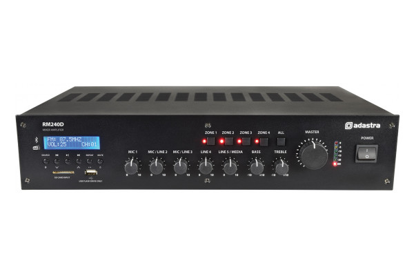 A closer image of the front of the Adastra Mixer Amp