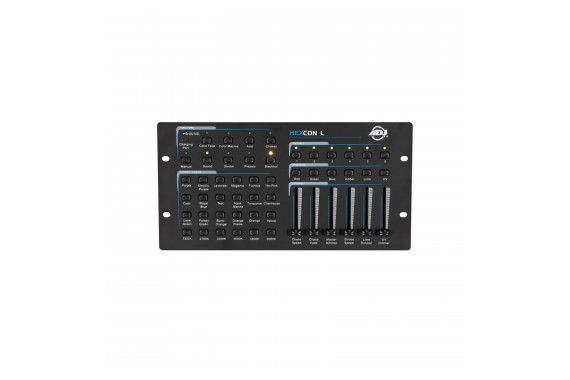 An image of the front of the ADJ Hexcon controller showing all of the options avalible