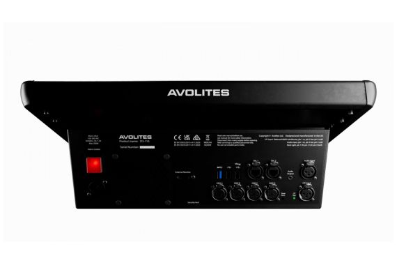 An Image of the back of the Avolites D3 console showing the DMX, Power USB & ethernet ports