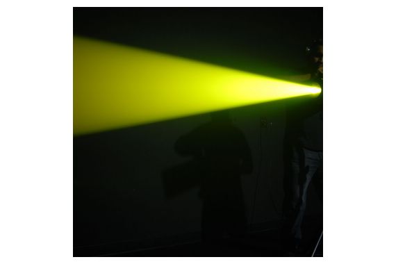 An Image of the Chauvet follow spot being used to project a hard yellow beam of light