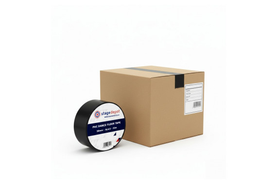 An image of the dance floor black next to a box of 18