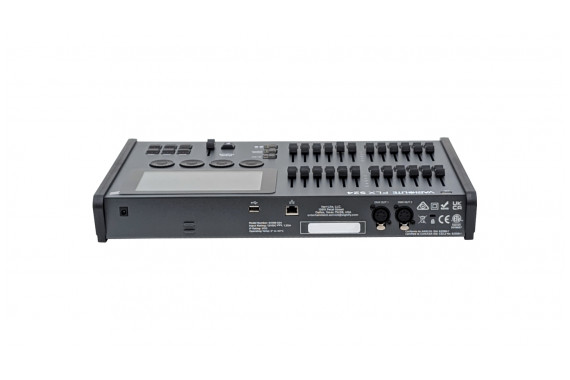 A photo of the back of the Vari-Lite FLX Desk showing the available DMX & Power Connections