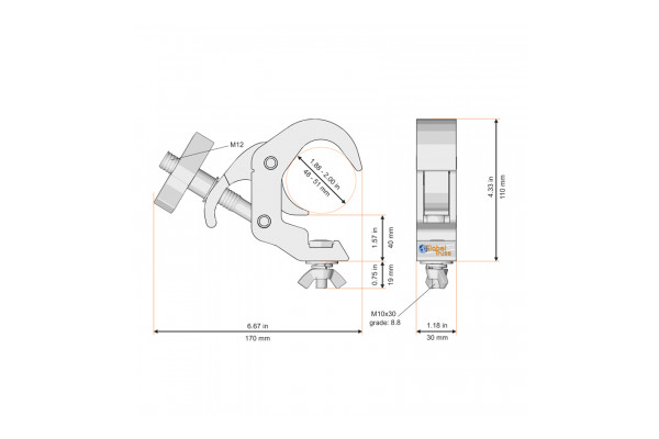 Technical drawing for Global Truss Eacy Clamp GL3018