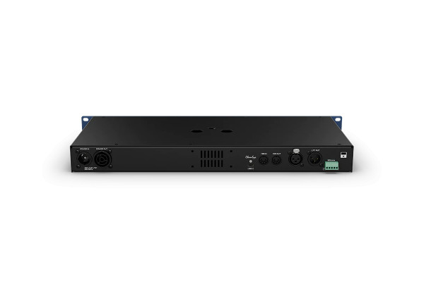 Rear View of the 10 port DMX node with the available connections and outputs