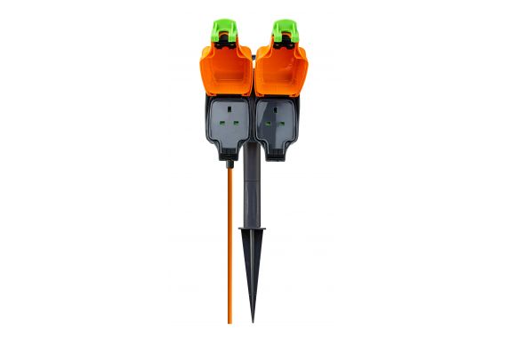 An Image of the ground spike open showing both of the 13amp plugs