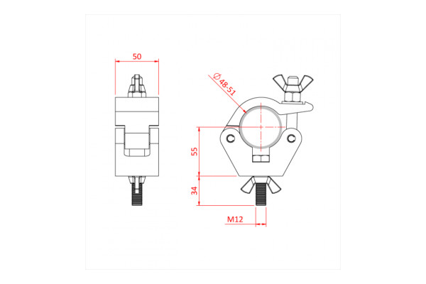 an image of the technical specifications for the clamp