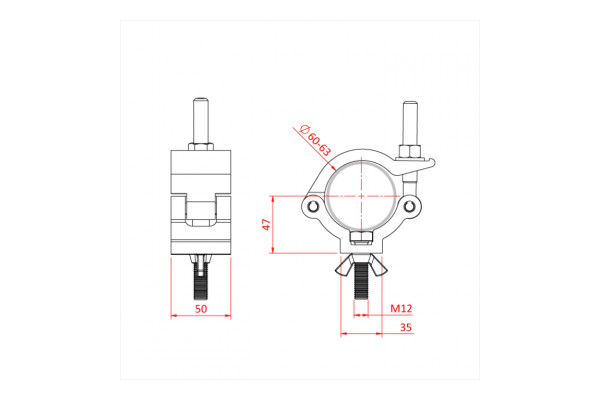 A technical drawing of the doughty all weather clamp