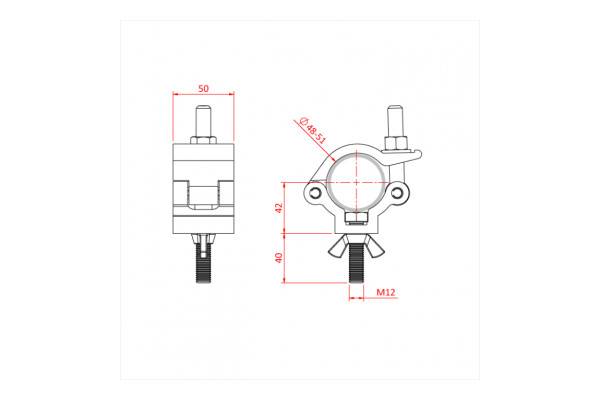 The technical drawing for the Doughty All Weather half coupler