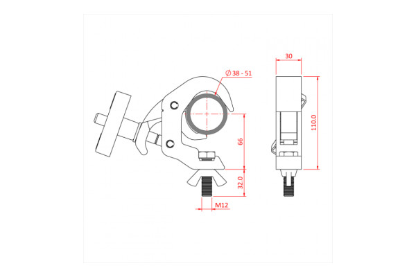 A Technical drawing for the Doughty Quick Trigger clamp