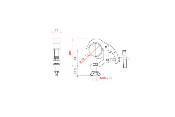 The Technical drawing the for doughty all weather IP58650 clamp
